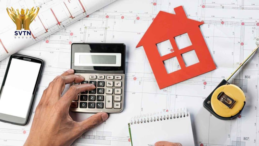 House construction cost in Pune showing a modern home, construction materials, budget planning and building work.